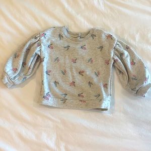 Sold!! Baby Gap puffed balloon sleeve floral sweatshirt with button up back